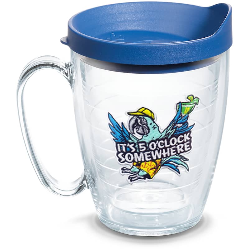 Tervis Margaritaville - It's 5 O'Clock Somewhere - Red Parrot Made in USA Double Walled Insulated Travel Tumbler, Clear - 16oz Mug