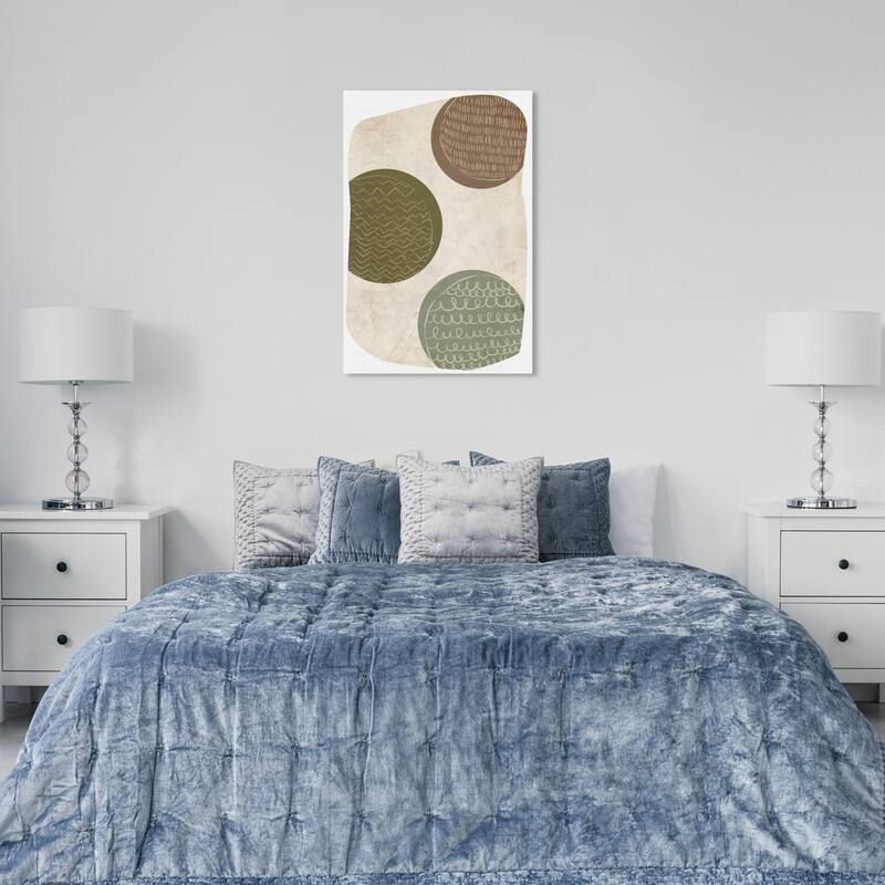 Wynwood Studio Canvas Abstract Ornaments White and Cream White Mid-Century Modern Wall Art Canvas Print - 36 x 24