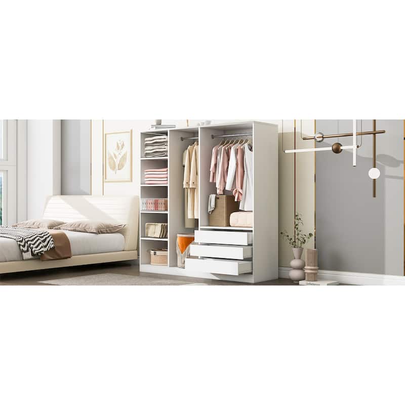 Roomfitters Open Wardrobe Closet System, Freestanding Armoire and Large Storage Organizer with Hanging Rails