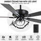 preview thumbnail 23 of 46, 52" Modern Chrome/ Black Indoor Ceiling Fan Light with Remote and 5 Resiversible Blades