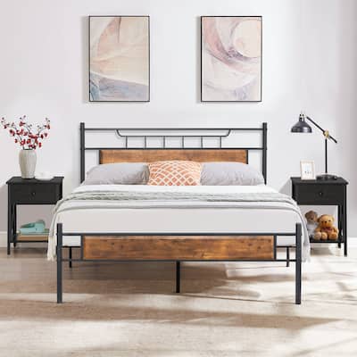 Taomika Mid Century 3-Pieces Bed and Nightstands Sets