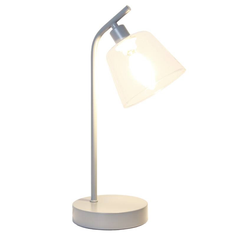 Angled Desk Lamp with Clear Ribbed Glass Shade - 15.75" - Gray