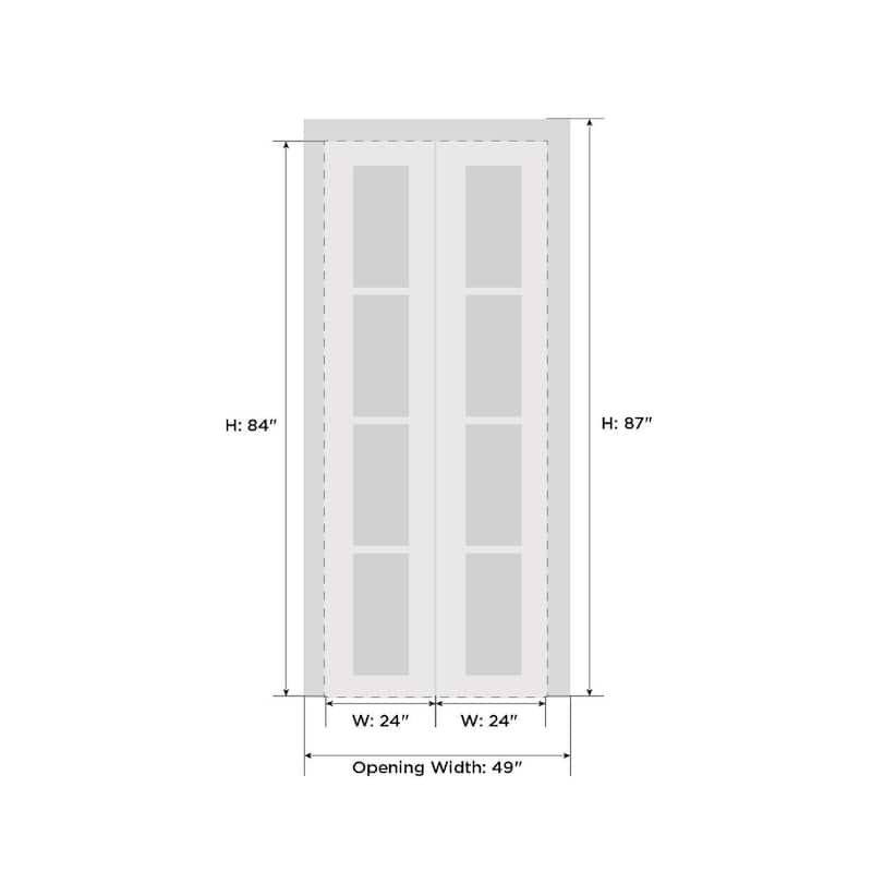Sliding Closet Bi-fold Doors | Mela 0755 Painted White | Sturdy Tracks Moldings Trims | Wood Solid Bedroom Wardrobe Doors