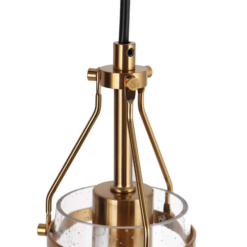 Haye Modern 5-Light Glass Chandelier Black Gold Island Lights for Dining Room - W 33.5" x D 5.5" x H 10"