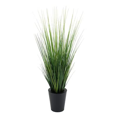 Faux PVC Grass in Round Zinc Planter