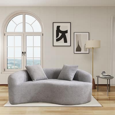 Modern 2-Seater Frame-Free Compressed Curved Chenille Upholstered Loveseat Sofa