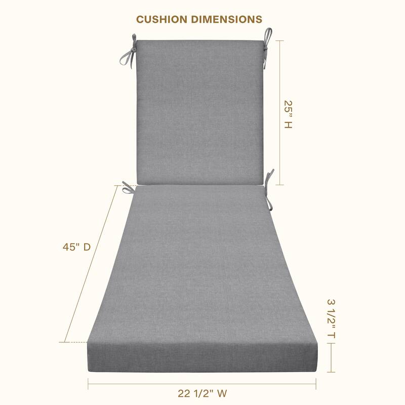 Textured Chaise Lounge Cushion - 22.5" wide x 70" long x 45" deep x 3.5" thick