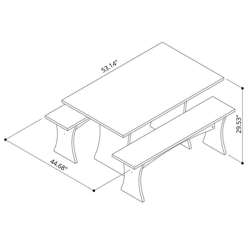 Manhattan Comfort Coney 3-Piece Mid-Century Modern Dining Set