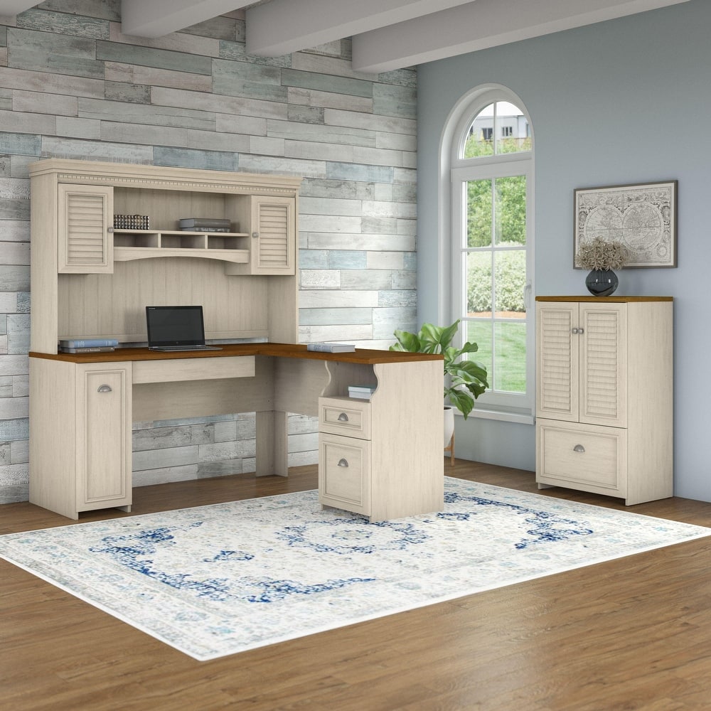 Fairview 60W Desk with Hutch and Storage Cabinet by Bush Furniture