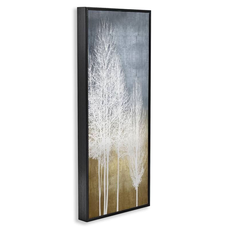 Stupell Tall Tree Line Bare White Trees over Abstract Pattern Framed Wall Art
