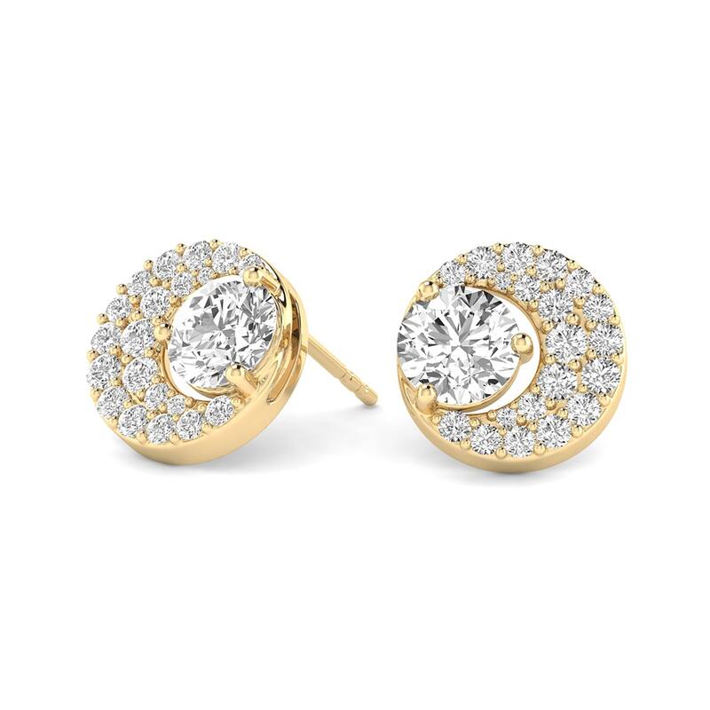 Marquee 1 1/4 CTW Diamond Half Moon Stud Earrings in 14K Yellow Gold