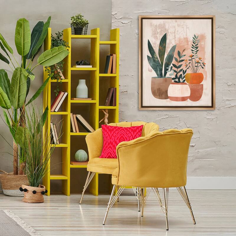 Stupell Earthy Boho Potted Plants Framed Floater Canvas Wall Art Design By LSR Creative Studio