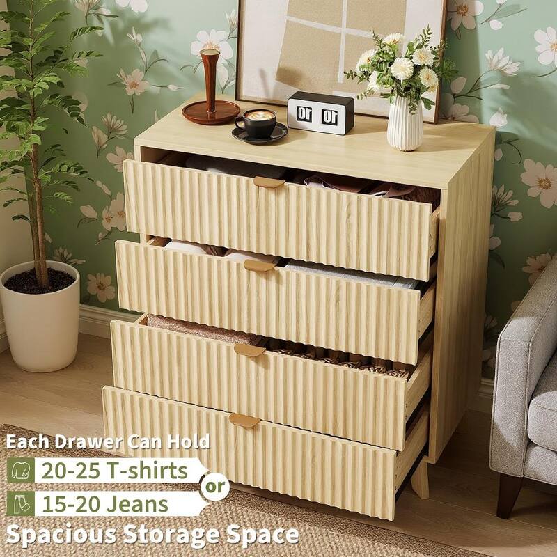 Modern Fluted Closet Dressers, 4 Drawer