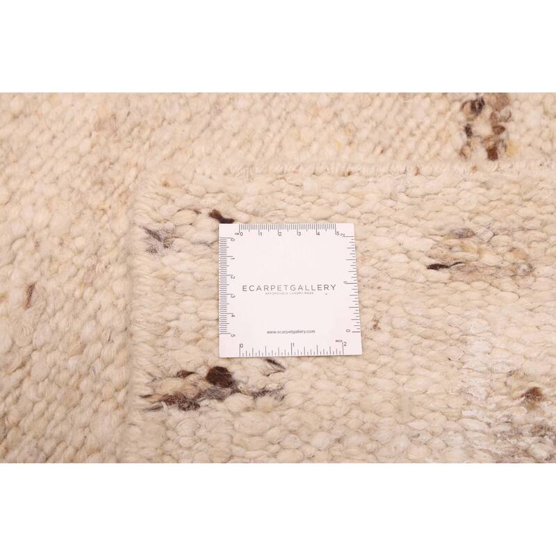 ECARPETGALLERY Hand Woven Looma Cream Wool Rug - 7'10 x 9'10