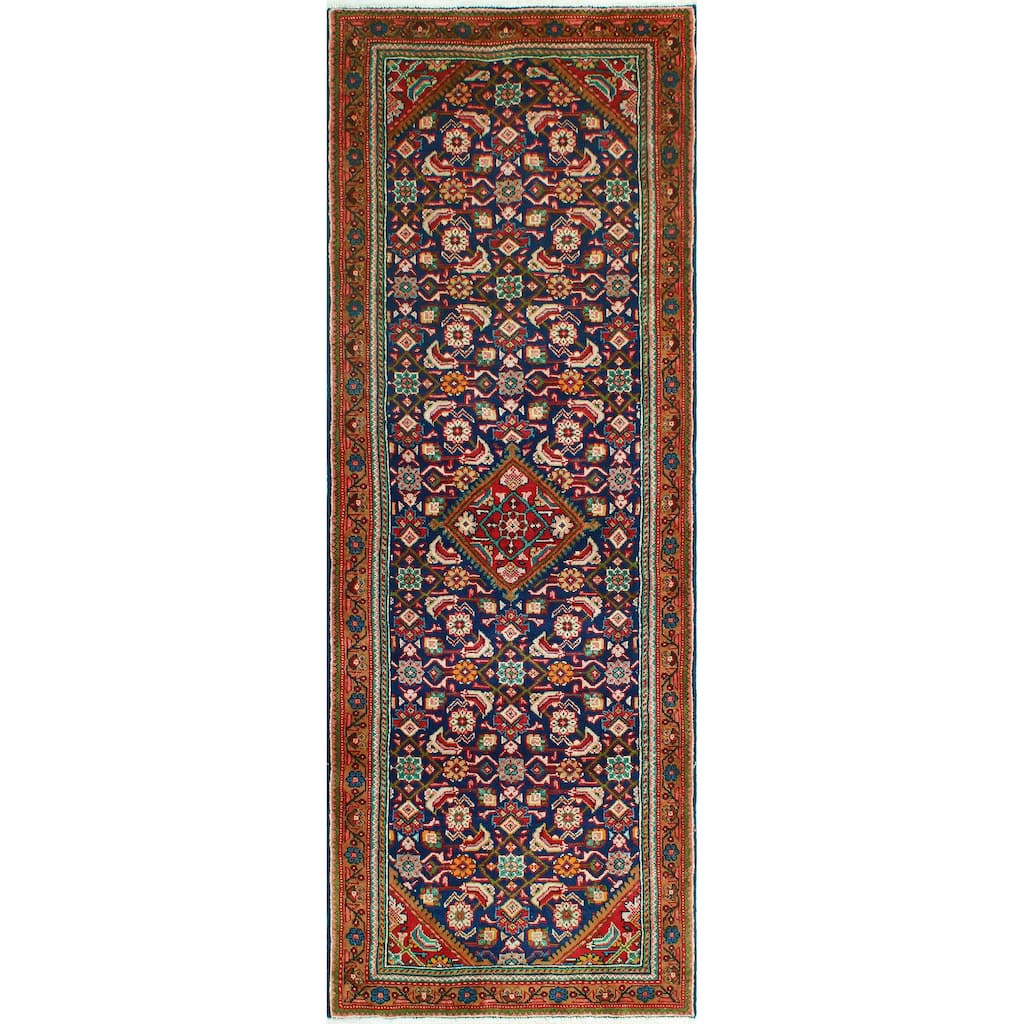 Fine Vintage Distressed Katheryn Navy/Brown Runner - 3'6" x 9'11"