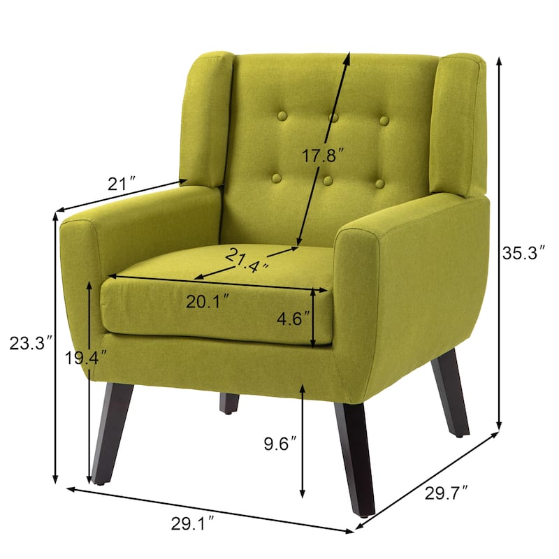2 Set Modern Tufted Linen Upholstered Accent Chair Faux Leather Armchair