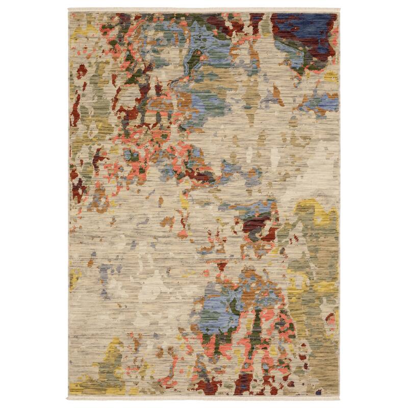 Style Haven Shiloh Melded Abstract Beige/Multi Wool Blend Area Rug - 5' 3" x 7' 6" - Rectangle