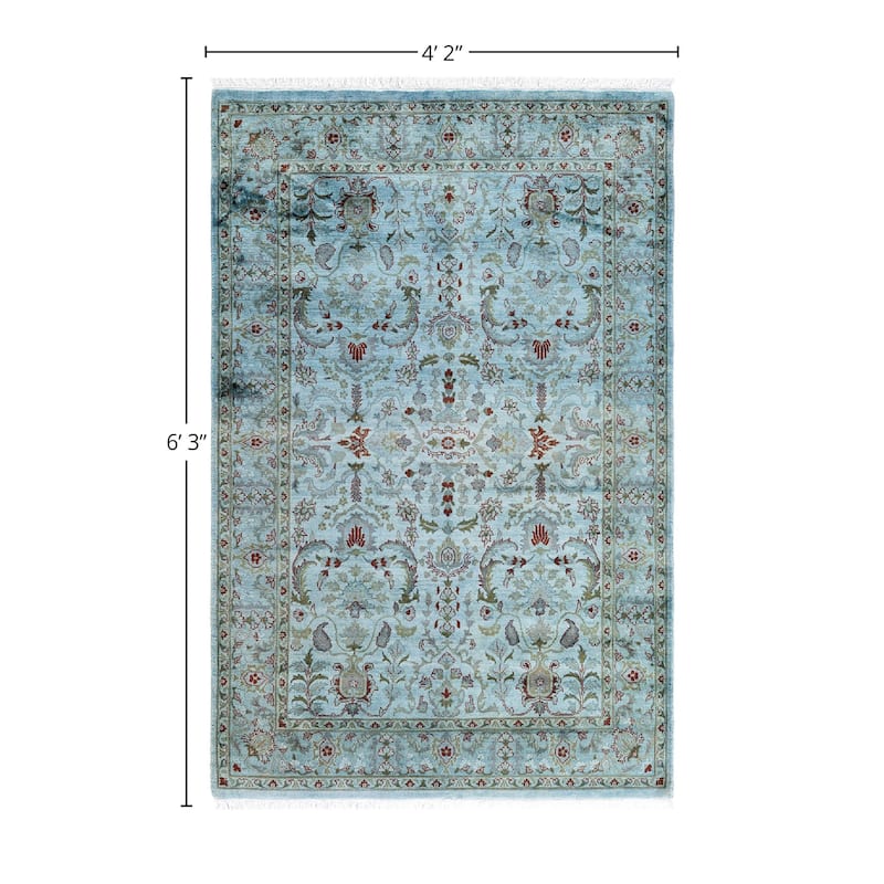 Overdyed, One-of-a-Kind Hand-Knotted Area Rug - Gray - 4' 2" x 6' 3"