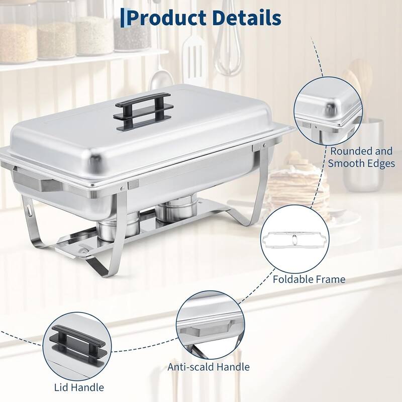 2 Pack Rectangular and Round Chafing Dish Combo - 1+1pcs