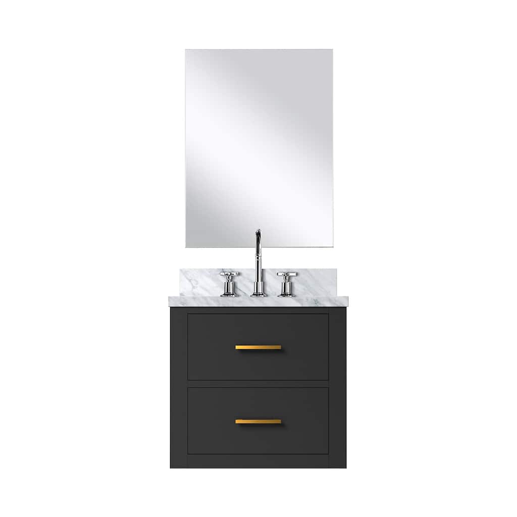 Single Bathroom Vanity 20" W x 18" D, Acrylic Countertop, 18" Frameless Mirror, Chrome Gooseneck Faucet Set