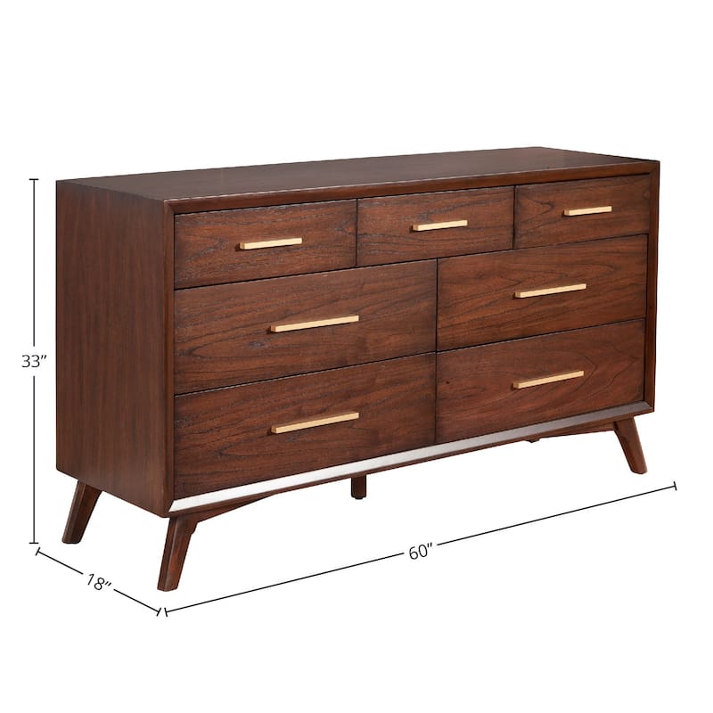 Alpine Furniture Arden 7 Drawer Wood Dresser in Walnut (Brown) - Walnut - 7-drawer