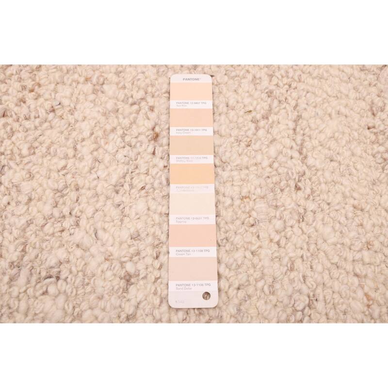 ECARPETGALLERY Hand Woven Looma Ivory Wool Rug - 8'1 x 10'3