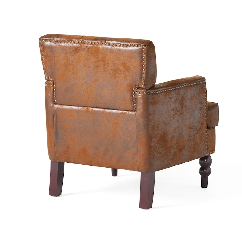 Tufted Microfiber Club Chair with Nailhead Trim - Classic Design