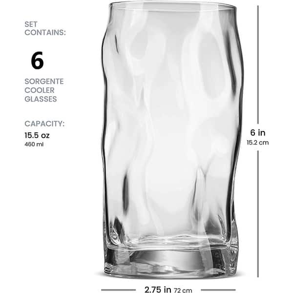 Bormioli Rocco Set of 6 Sorgente Cooler Glasses - 15.5 oz.