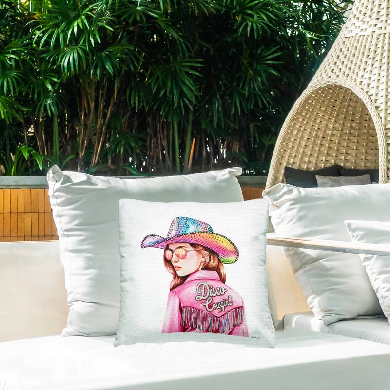 Stupell Pink Disco Cowgirl Printed Outdoor Throw Pillow Design by Amanda Greenwood