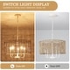 preview thumbnail 17 of 46, 5 - Light Dimmable Drum Chandelier Natural Rattan Bohemian & Coastal Pendant - 18.9 in