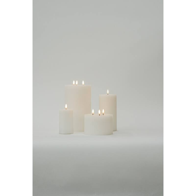 LED Lighted Medium Melted Flameless Pillar Candle - 11.75" - White
