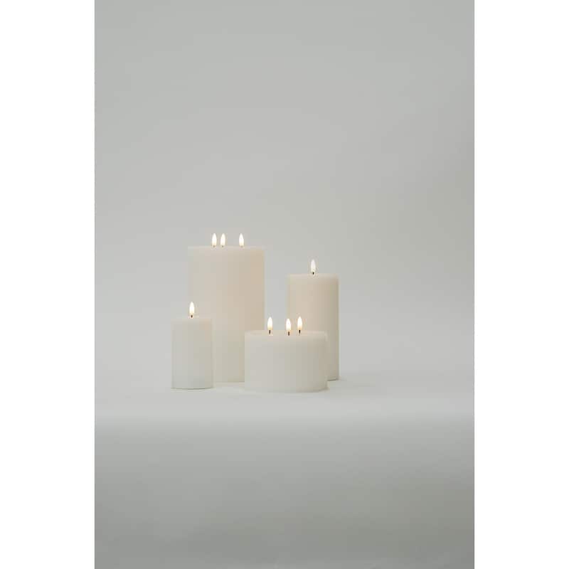 Large LED Lighted 3 Wicked Flameless Pillar Candle - 9.75" - White