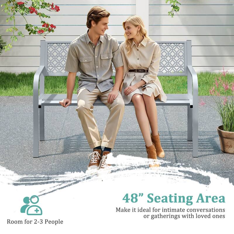 Costway 50" Outdoor Garden Bench with Geometric Lattice Backrest - See Details