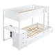 preview thumbnail 7 of 15, Stylish Design Wood Bunk Bed with Maximized Storage Space, Build-in Ladder and Desk, White