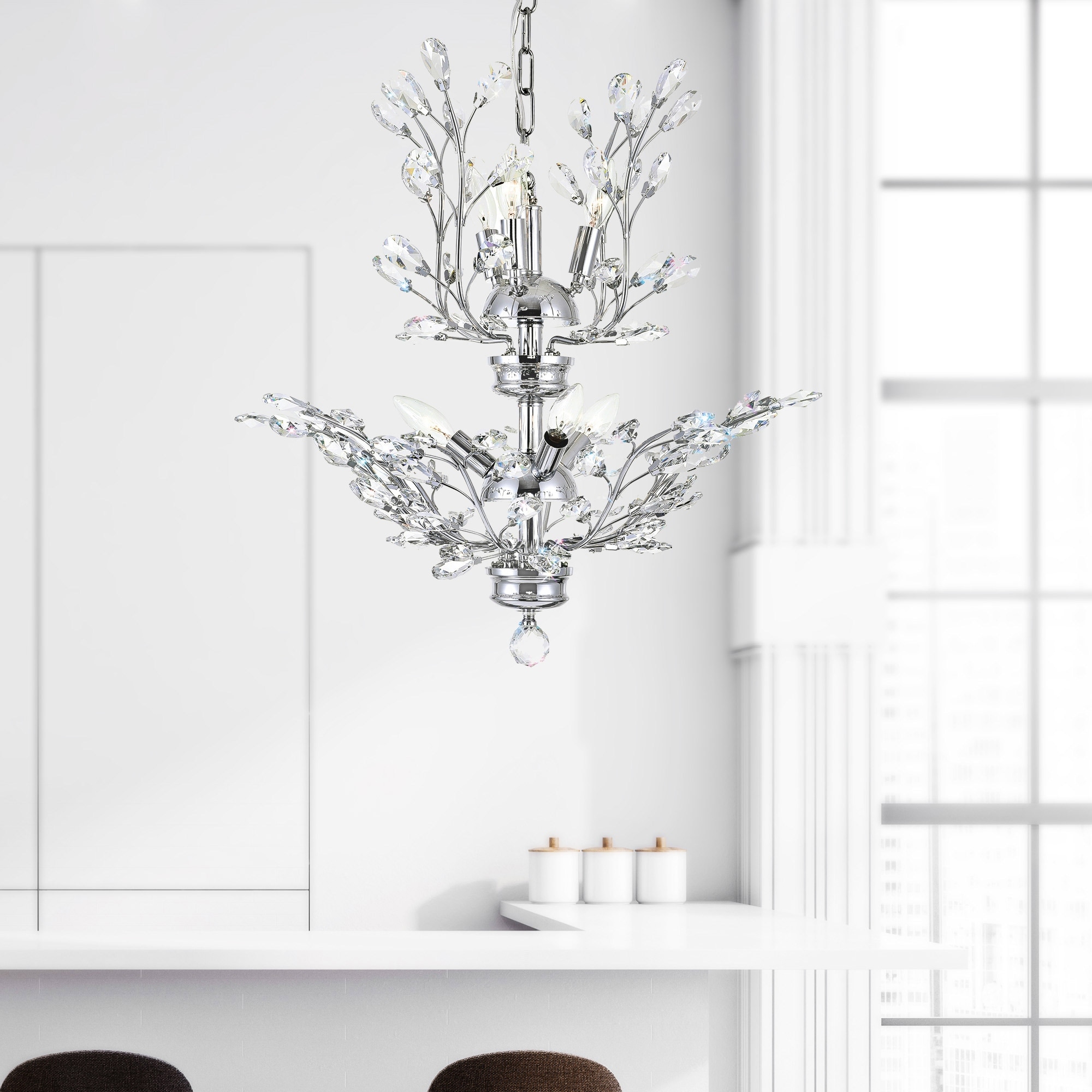 CWI Lighting Ivy 6 Light 22in Chrome Chandelier