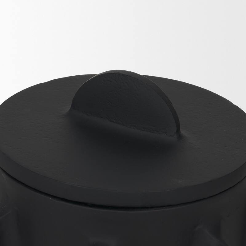 Deacon Large Matte Black Metal Canister with Sculptural Handles