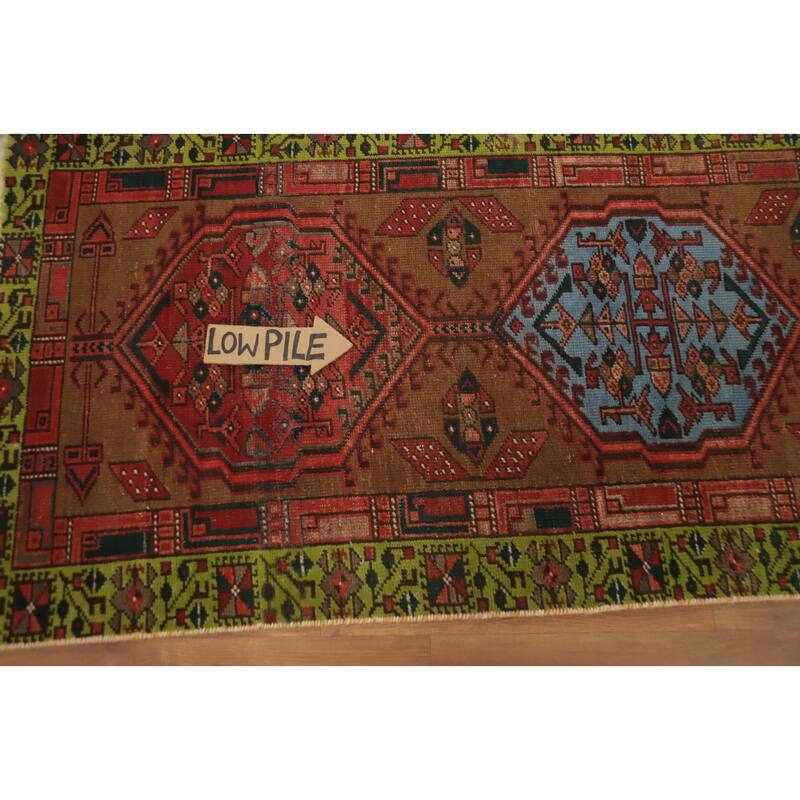 Hand Knotted Oriental 100% Wool Carpet Traditional Tribal Brown Ardebil Runner Rug - 10' 7'' X 2' 10''