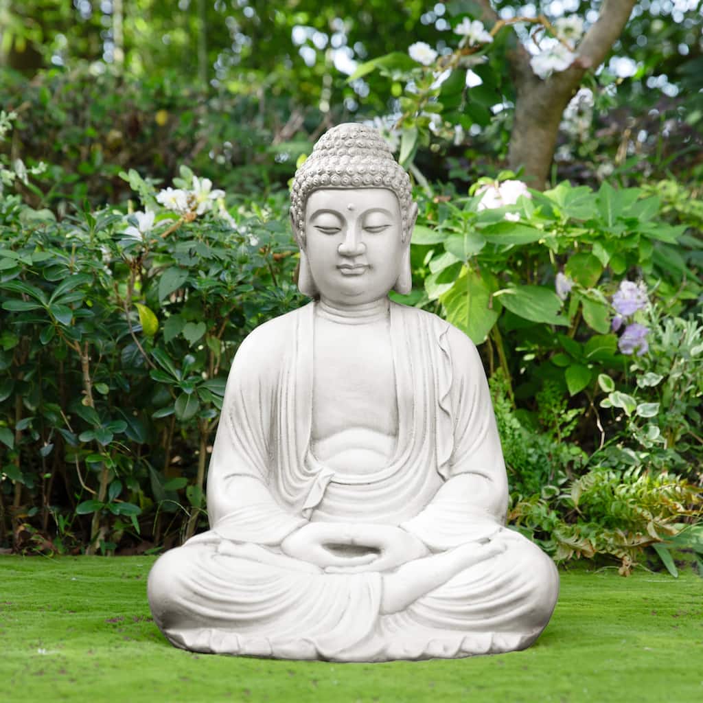 Glitzhome Zen-Style MgO Meditating Garden Buddha Statues Monk Sculpture Indoor Outdoor