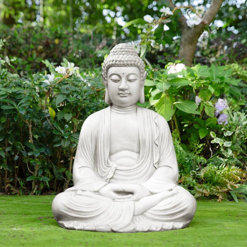 Glitzhome Zen-Style MgO Meditating Garden Buddha Statues Monk Sculpture Indoor Outdoor