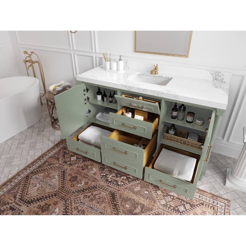 Willow Collections 60 in. W x 22 in. D Aberdeen Single Bowl Sink Bathroom Vanity with Countertop