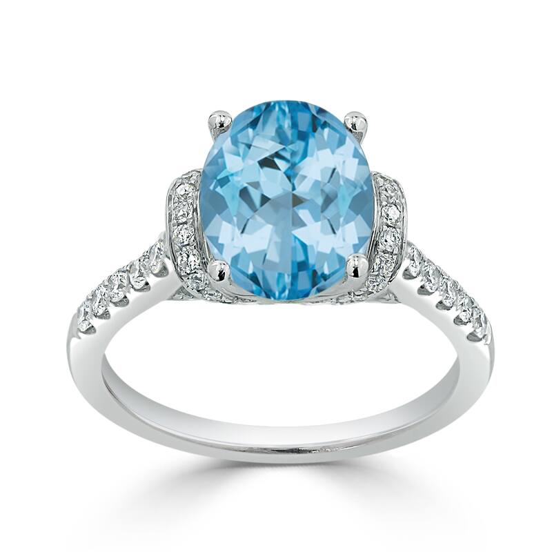 Auriya Modern 2 3/8ct Oval Sky-blue Topaz and Diamond Engagement Ring 3/8cttw 14k Gold