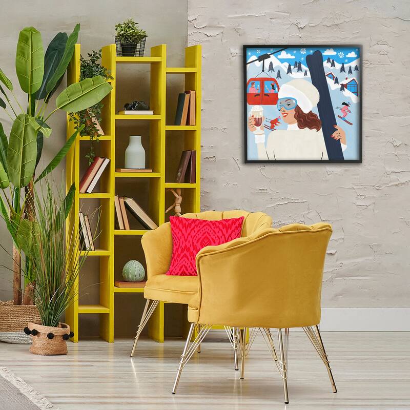 Stupell Sipping Cocoa on Ski Lift Framed Giclee Art Design By Carrie Cantwell