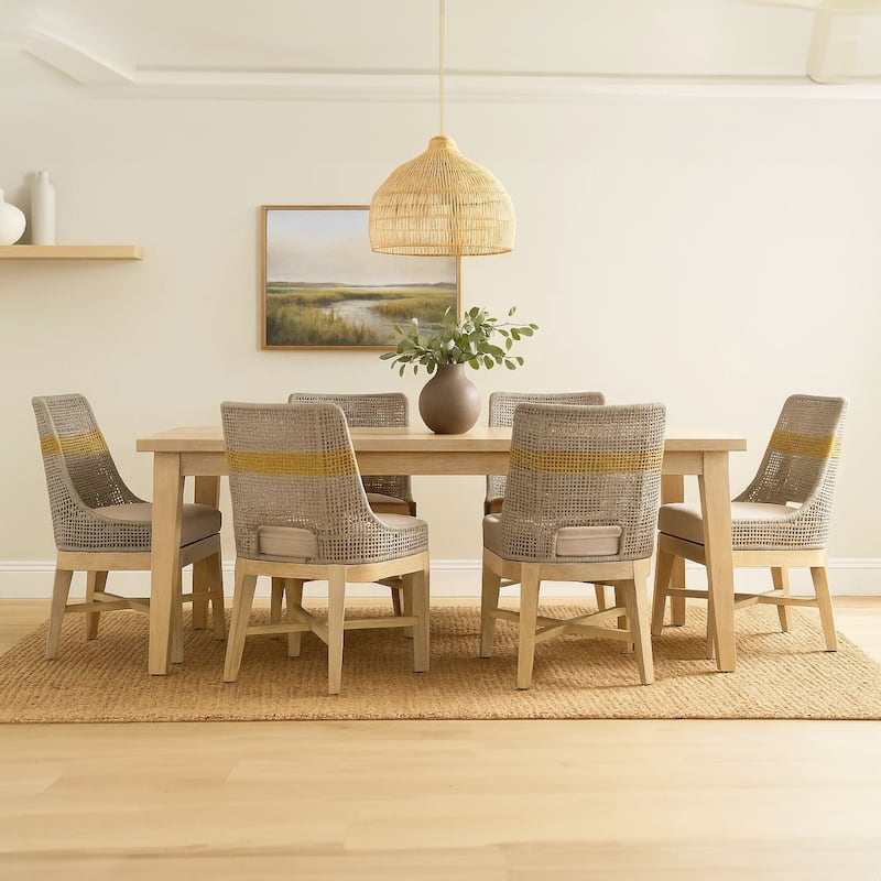 Avira Dining Chair | Handcrafted Mango Wood | Cotton Rope Weaving | Beige Cushion