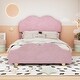 preview thumbnail 2 of 7, Light Pink Full Size Velvet Upholstered Platform Bed, Cloud Shape Headboard,Footboard, Side board