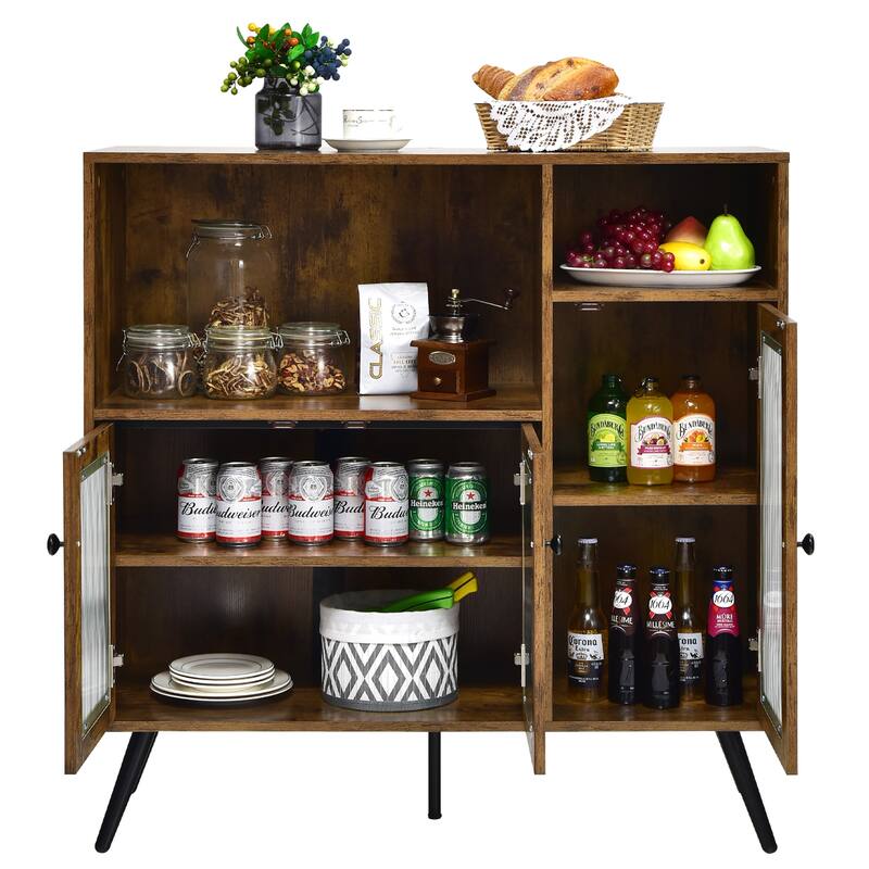 Costway Buffet Sideboard Kitchen Storage Cupboard w/ Glass Door & - See Details