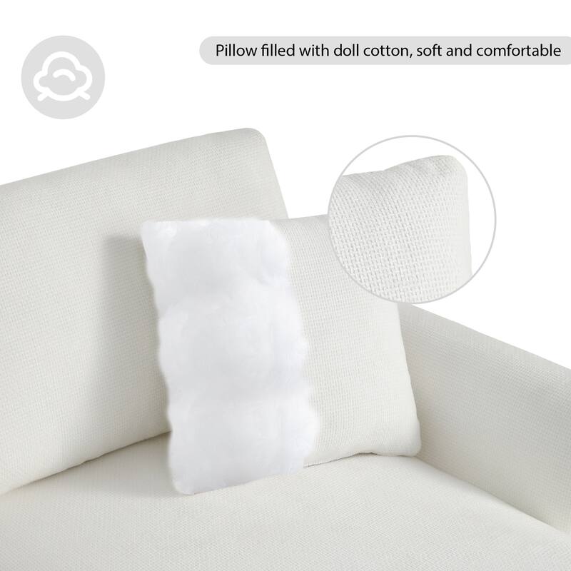 White 119'' Spacious L-Shaped 5 Seater Sectional Sofa with Chaise Lounge and 2 Decorative Pillows, for Living Room, Apartment