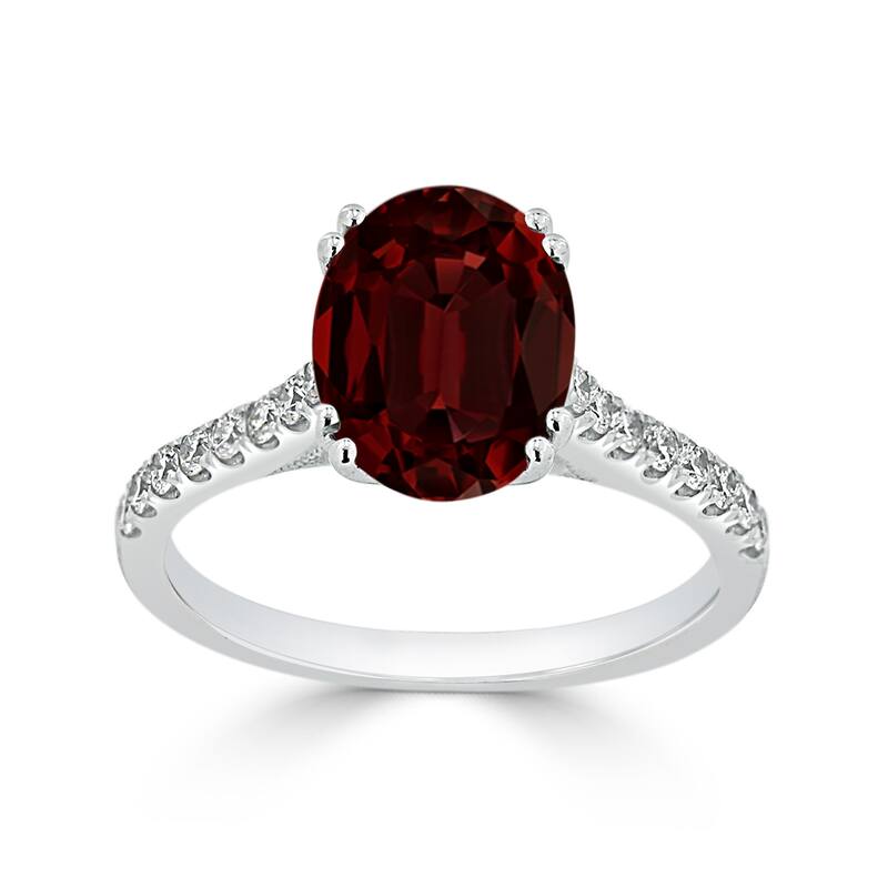 Auriya 2 3/4ct Fancy Oval Garnet and Diamond Engagement Ring 1/4ctw 14k Gold
