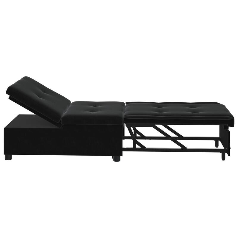 vidaXL Sofa Bed 3-in-1 Pull-Out Design Black/Dark Grey Velvet - 76.4 x 26.4 x 32.3