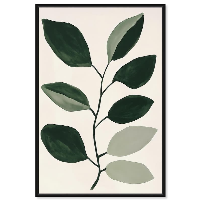 Green and Grey Branch I Canvas by Art Remedy - 20" x 30" - Black
