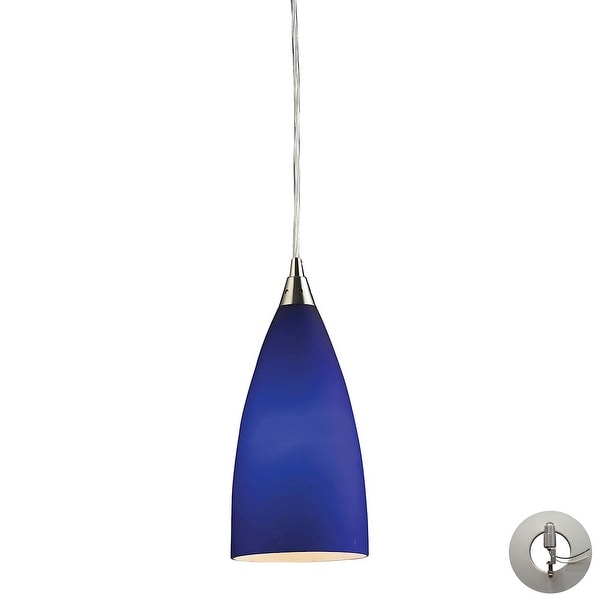 Satin Nickel/Blue Glass 2581-1 ELK Lighting Vesta 1-Light Mini Pendant 